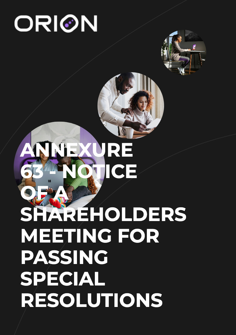 Annexure 63 - Notice of a Shareholders Meeting for Passing Special Resolutions
