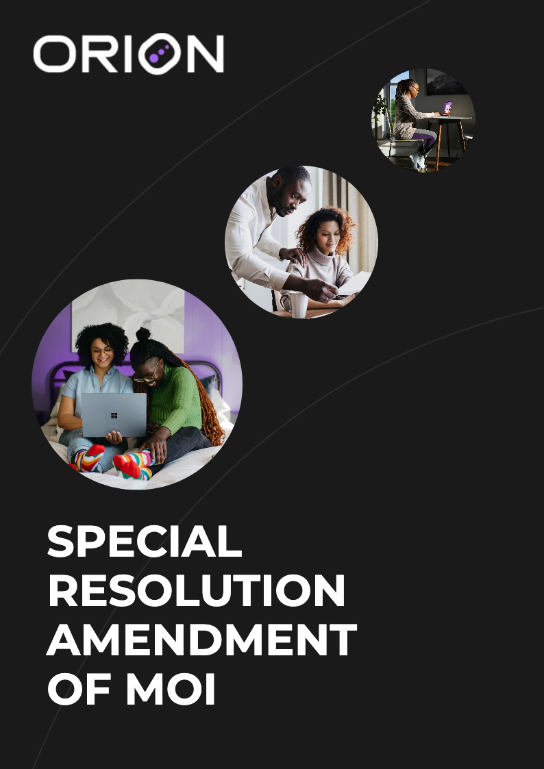 Special Resolution Amendment of MOI
